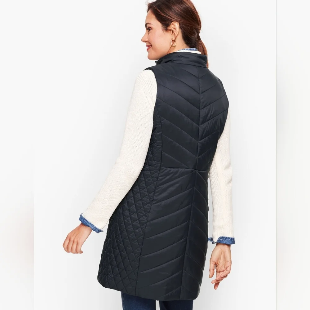 Talbots Women's Navy Quilted Vest - Picture 2 of 5